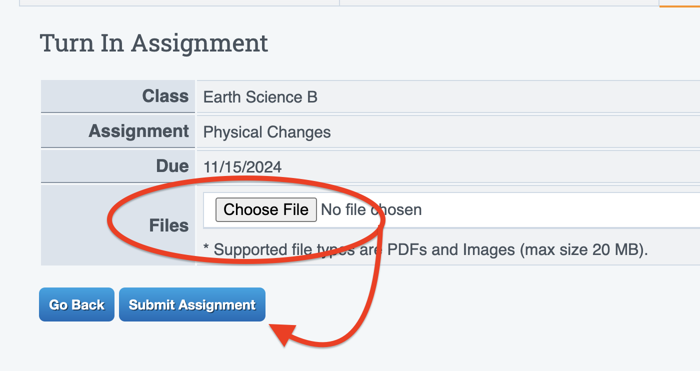 Uploading Work Samples via the Student/Parent Portal