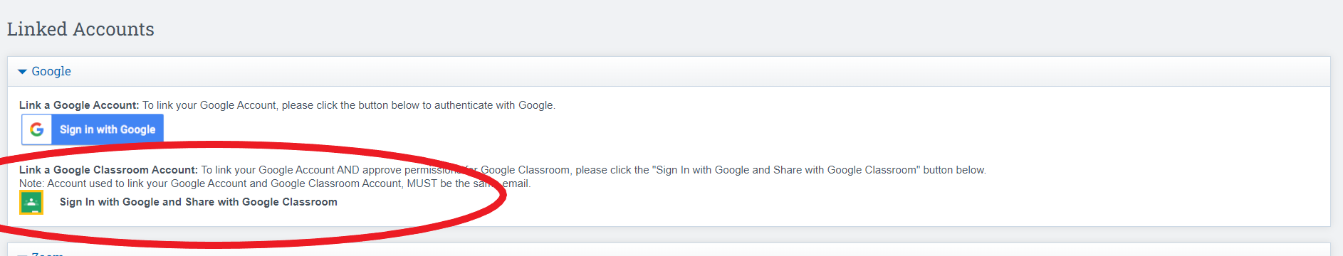 Sign in with Google and Share with Google Classroom